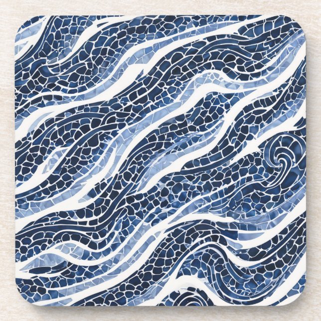 Dessous-de-verre Motif blanc bleu 15 (Devant)