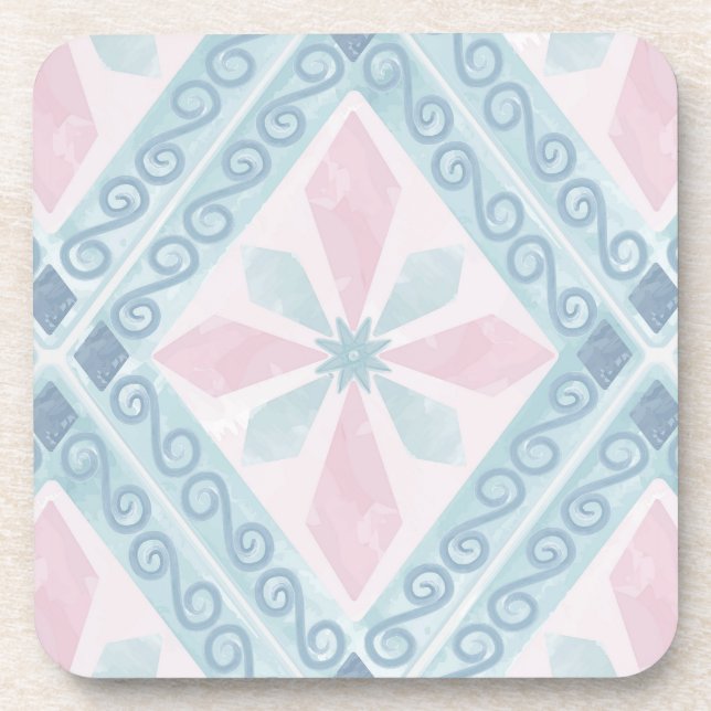 Dessous-de-verre motif bleu en forme de diamant (Devant)