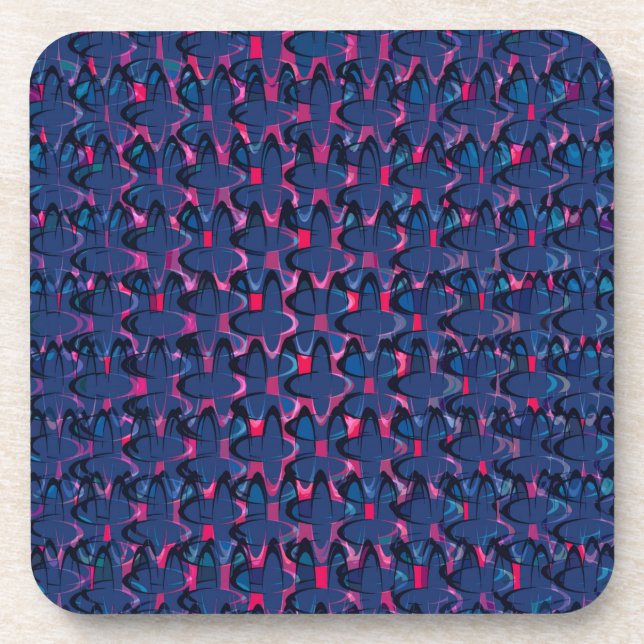 Dessous-de-verre Motif bleu et rose rétro (Devant)