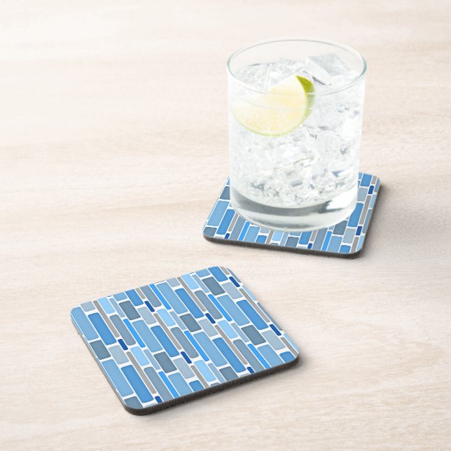 Dessous-de-verre Motif Bleu Pastel et Gris (Côté Droit)