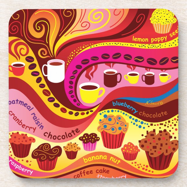 Dessous-de-verre Motif café et muffins (Devant)