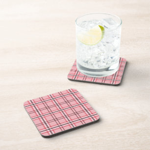 Dessous-de-verre Motif carreaux écossais rose prépa