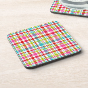 Dessous-de-verre Motif carreaux plaid arc-en-ciel vif