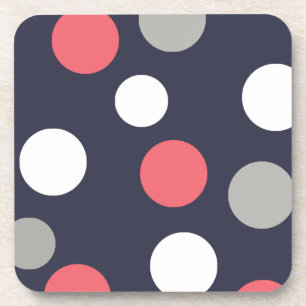 Dessous-de-verre Motif Cercles Boules Gris Blanc Corail Rose