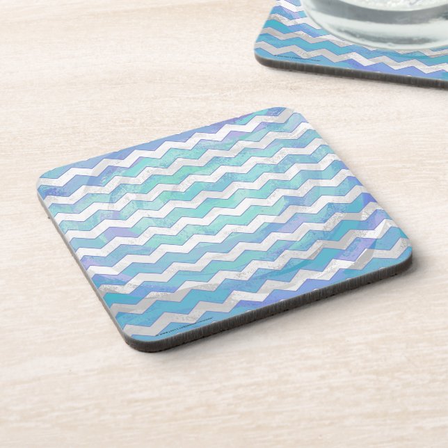 Dessous-de-verre Motif Chevron Bleu Glacier (Côté gauche)
