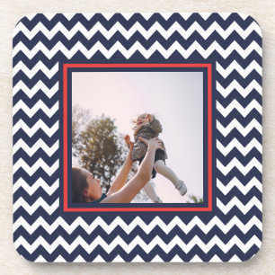 Dessous-de-verre Motif Chevron rouge, blanc et bleu avec photo