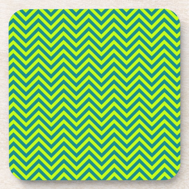 Dessous-de-verre Motif Chevron turquoise et Lime Green (Devant)