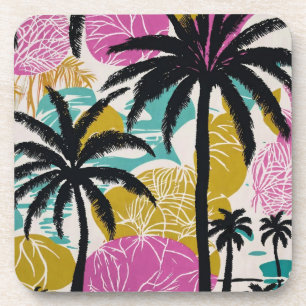 Dessous-de-verre Motif coloré de palmier tropical
