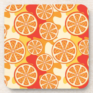 Dessous-de-verre Motif d'agrumes oranges rétro