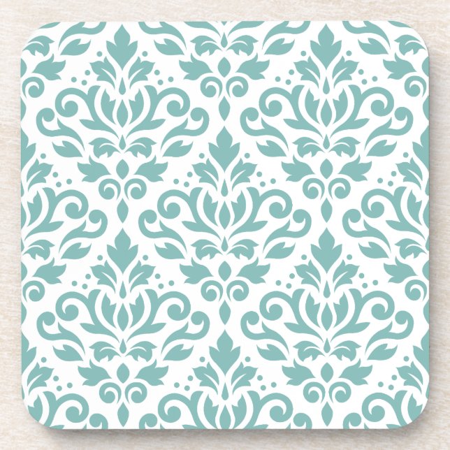 Dessous-de-verre Motif Damassé Sarcelle Défilé (Devant)