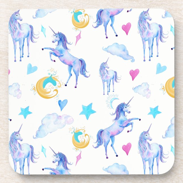 Dessous-de-verre Motif d'aquarelle magique Unicorn Design Imaginair (Devant)
