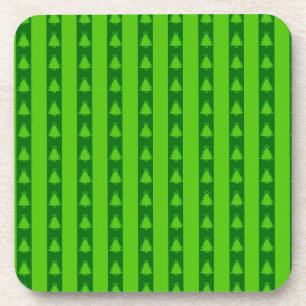 Dessous-de-verre Motif d'arbre de Noël à rayures vertes