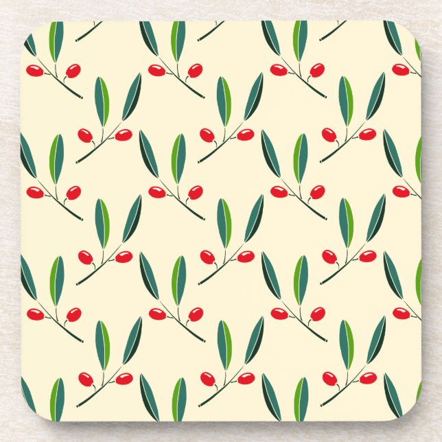 Dessous-de-verre Motif de baies rouges illustrées modernes (Devant)
