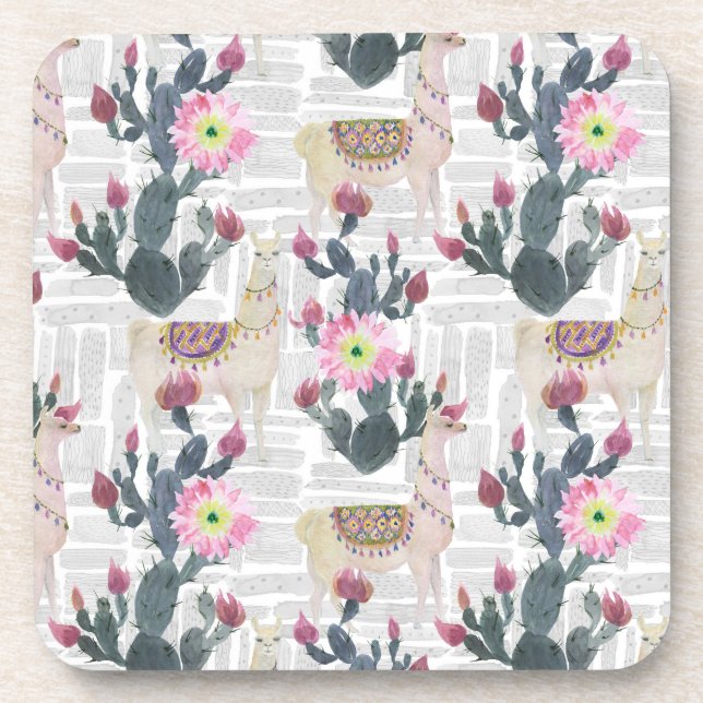 Dessous-de-verre Motif de cactus d'aquarelle (Devant)