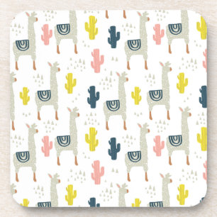 Dessous-de-verre Motif de cactus et de lamas