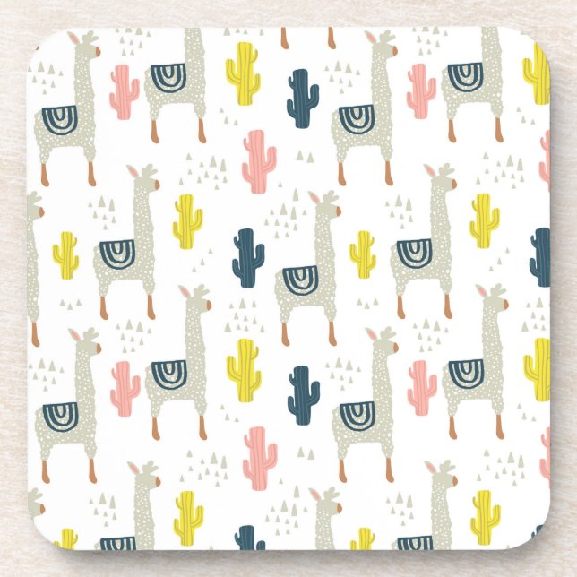 Dessous-de-verre Motif de cactus et de lamas (Devant)