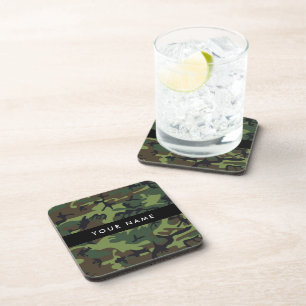 Dessous-de-verre Motif de camouflage vert, Votre nom, Personnaliser