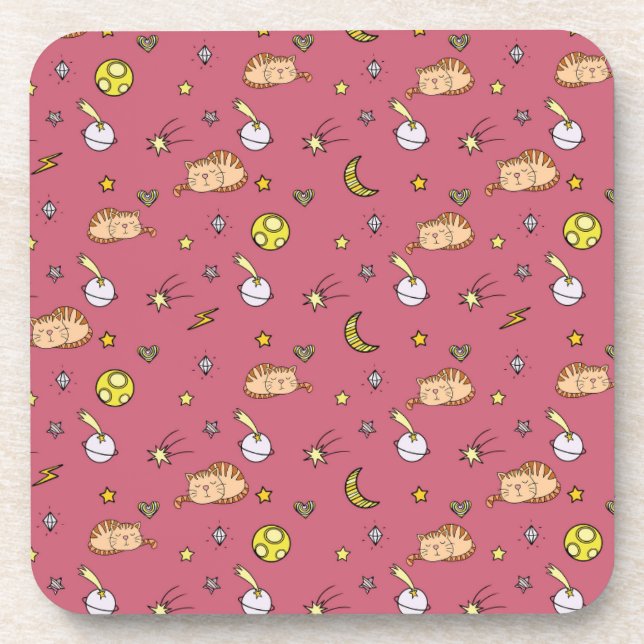 Dessous-de-verre Motif de chat spatial mignon – Chaton cosmique ado (Devant)