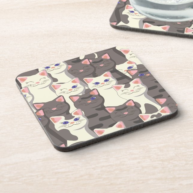 Dessous-de-verre Motif de chats blancs et gris (Côté gauche)