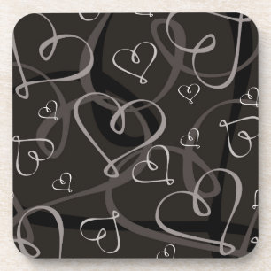 Dessous-de-verre Motif de coeur noir et blanc