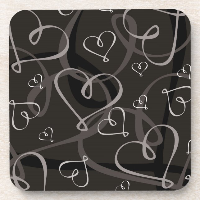Dessous-de-verre Motif de coeur noir et blanc (Devant)