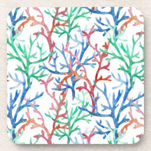 Dessous-de-verre Motif de corail d'aquarelle