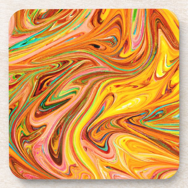 Dessous-de-verre Motif de couleurs Abstrait dynamique (Devant)