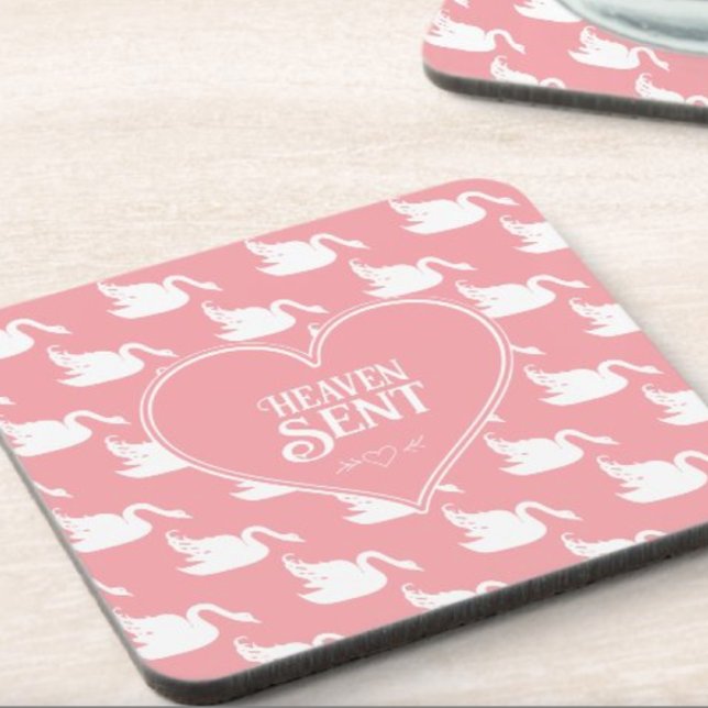 Dessous-de-verre Motif de cygne rose et blanc pour Baby shower (Créateur téléchargé)
