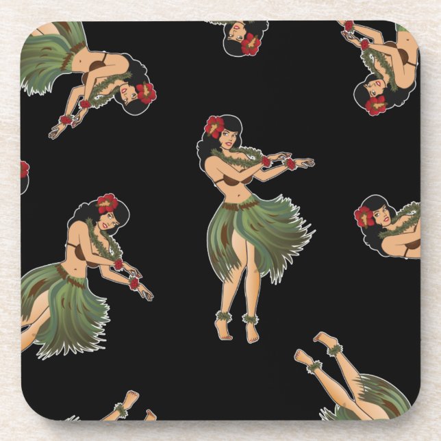Dessous-de-verre Motif de danse de la fille de Hula (Devant)