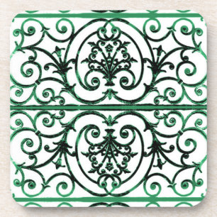 Dessous-de-verre Motif de défilement vert et blanc