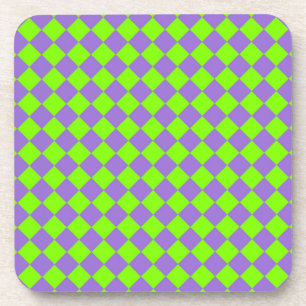 Dessous-de-verre Motif de diamant Purple Green Checker