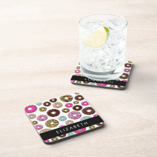 Dessous-de-verre Motif De Donuts, De Donuts Colorés, Votre Nom