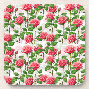 Dessous-de-verre Motif de feuillage floral rose