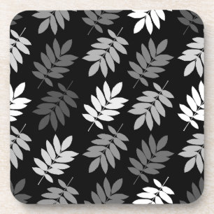 Dessous-de-verre Motif de feuille aînée noir blanc gris