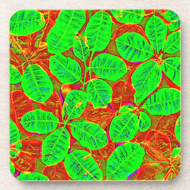 Dessous-de-verre Motif de feuille verte luxuriante (Devant)