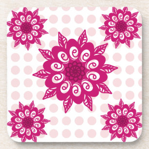 Dessous-de-verre Motif de fleur de kaléidoscope abstrait coloré Thr