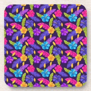 Dessous-de-verre Motif de fleurs Feuilles colorées