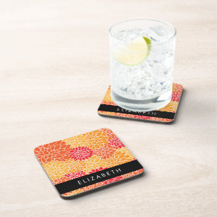 Dessous-de-verre Motif De Fleurs, Orange Dahlia, Votre Nom