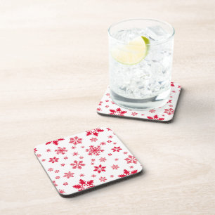 Dessous-de-verre Motif de flocon de neige, Flammes de neige rouges,