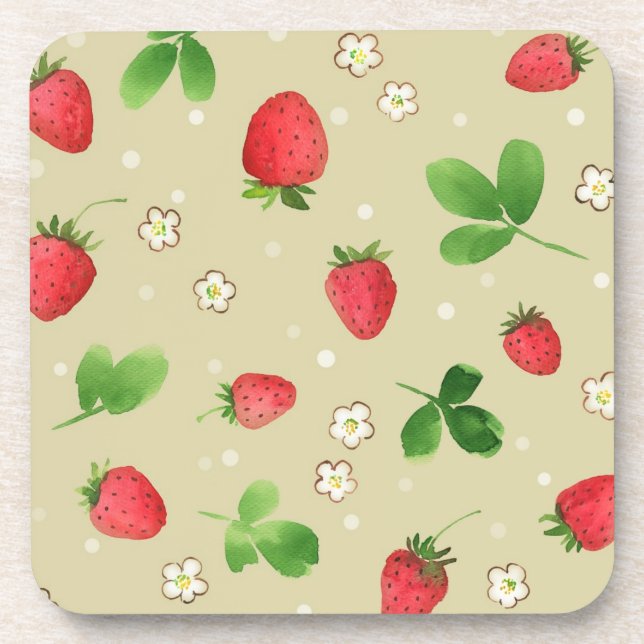 Dessous-de-verre Motif de fraises d'aquarelle (Devant)