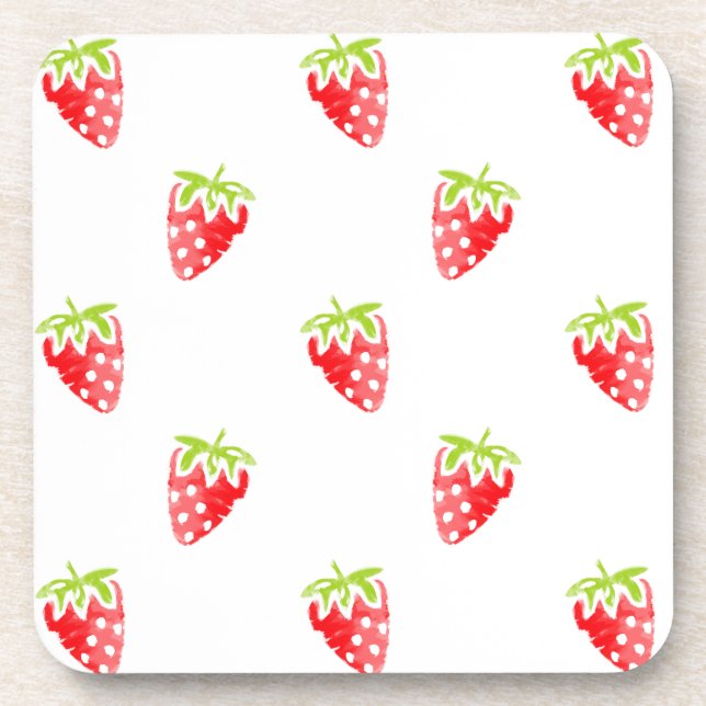 Dessous-de-verre Motif de fraises d'aquarelle (Devant)