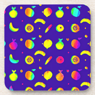 Dessous-de-verre Motif de fruits de néon tropicaux colorés