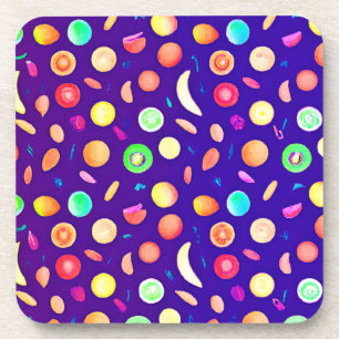 Dessous-de-verre Motif de fruits tropicaux en néon coloré