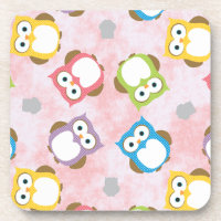 Motif de hibou coloré sur un Arrière - plan rose