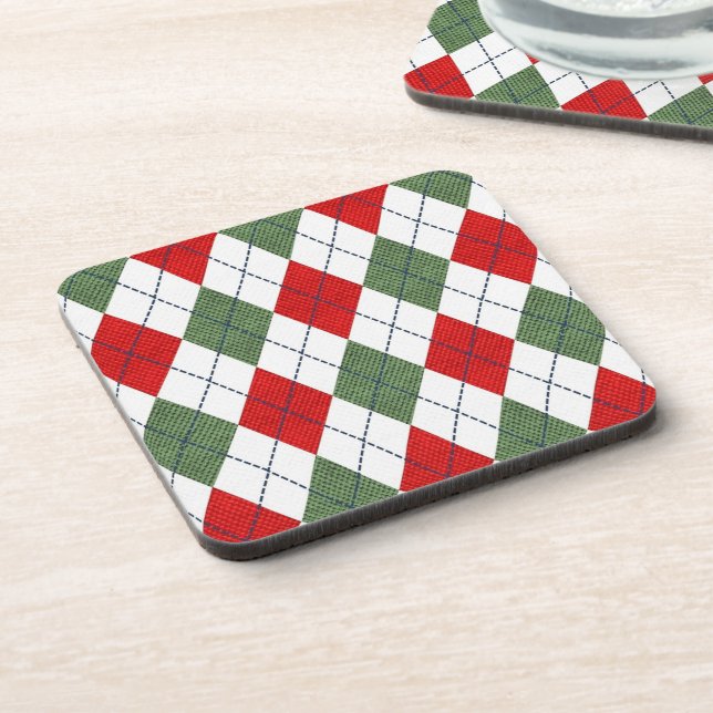Dessous-de-verre Motif de Jacquard vert et rouge (Côté gauche)