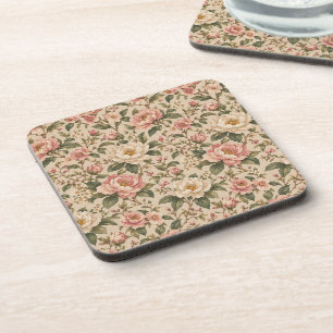 Dessous-de-verre Motif de jardin de pivoines et de roses romantique