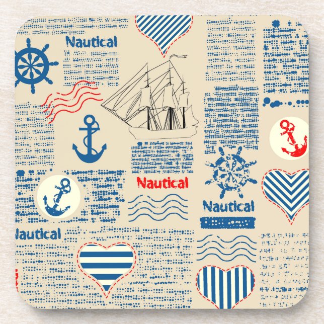 Dessous-de-verre Motif de journal nautique (Devant)