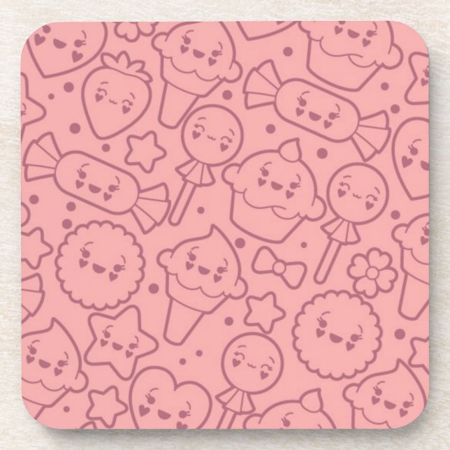 Dessous-de-verre Motif de Kawaii avec les gâteaux mignons (Devant)