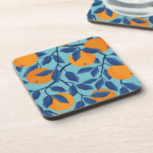 Dessous-de-verre Motif de la branche orange bleue