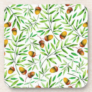 Dessous-de-verre Motif de la nature aux glands et feuilles aquarell